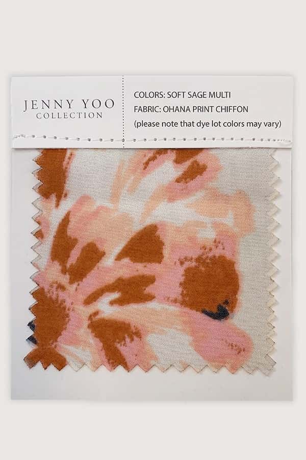 jenny yoo Printed Chiffon Swatch Card Vintage Floral Ivory Sage Multi