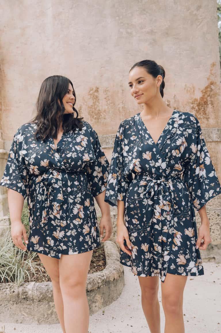 Jenny Yoo Theo Robe Navy Multi Flowering Sahara Print