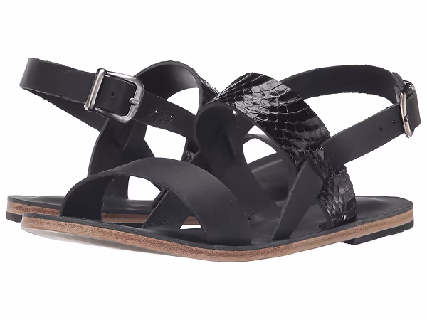 Jerusalem Sandals Abbot Kinney Blvd (28) Women's Leather Snake Skin Sandal Black