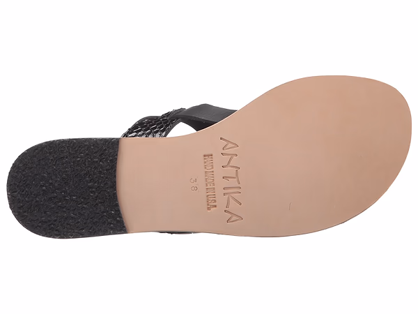 Jerusalem Sandals Abbot Kinney Blvd (28) Women's Leather Snake Skin Sandal Black