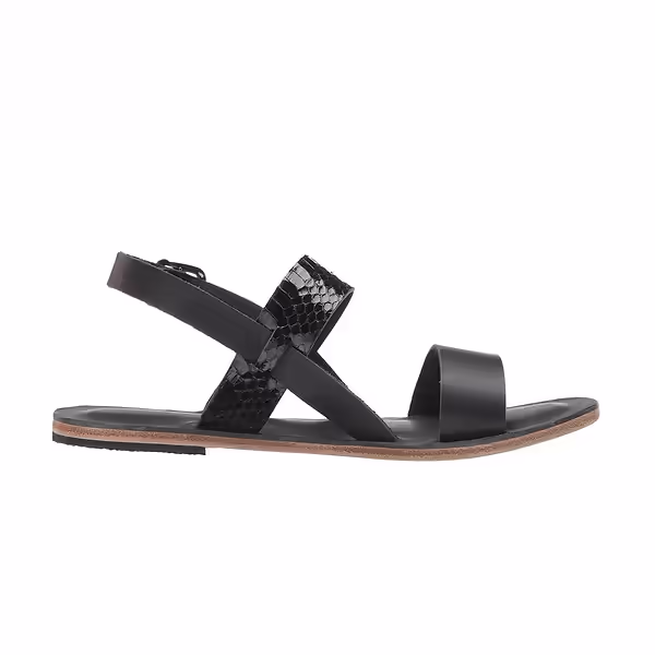 jerusalem sandals Abbot Kinney Blvd (28) Women's Leather Snake Skin Sandal Black