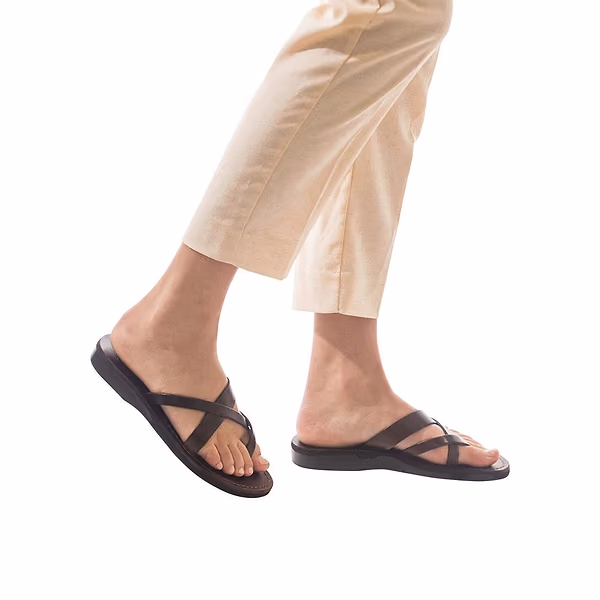 Jerusalem Sandals Abigail (20) Women's Leather Toe Sandal Brown