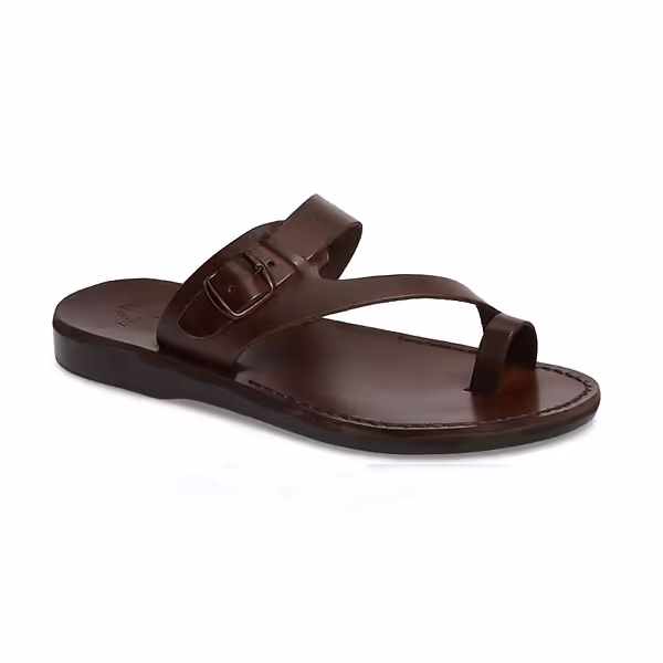 jerusalem sandals Abner (32) Men's Leather Metal Buckle Sandal Brown