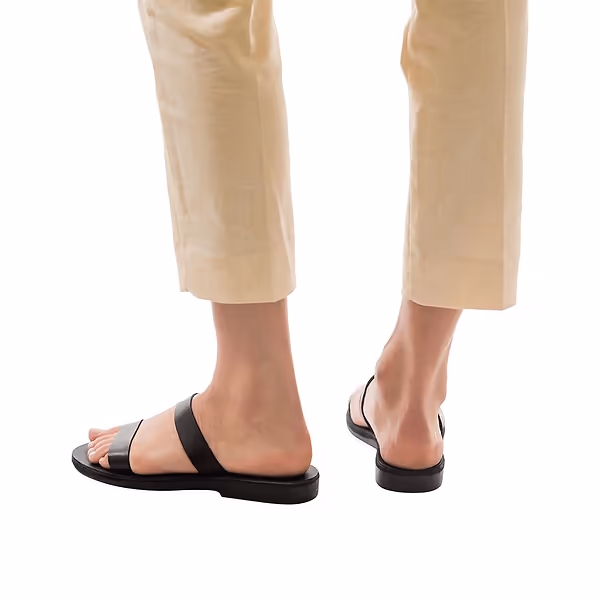 Jerusalem Sandals Ada (45) Women's Leather Double Strap Sandal Black