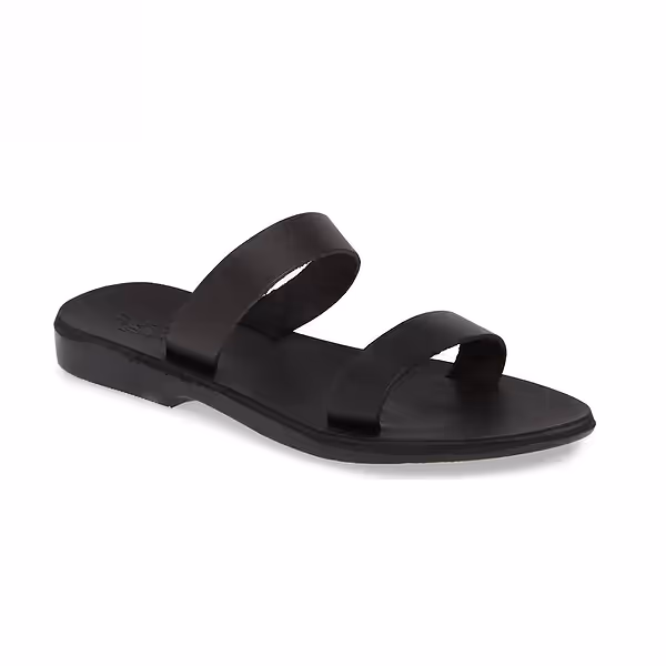 jerusalem sandals Ada (45) Women's Leather Double Strap Sandal Black