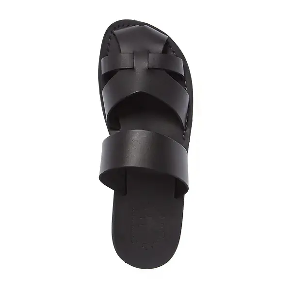 Jerusalem Sandals Adino (48) Men's Leather Closed Toe Sandal Black