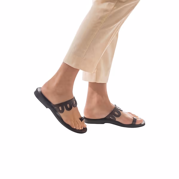Jerusalem Sandals Aja (40) Women's Leather Flat Sandal Brown