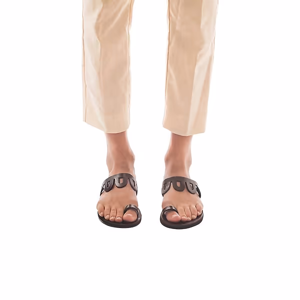 Jerusalem Sandals Aja (40) Women's Leather Flat Sandal Brown