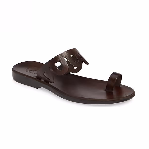 jerusalem sandals Aja (40) Women's Leather Flat Sandal Brown