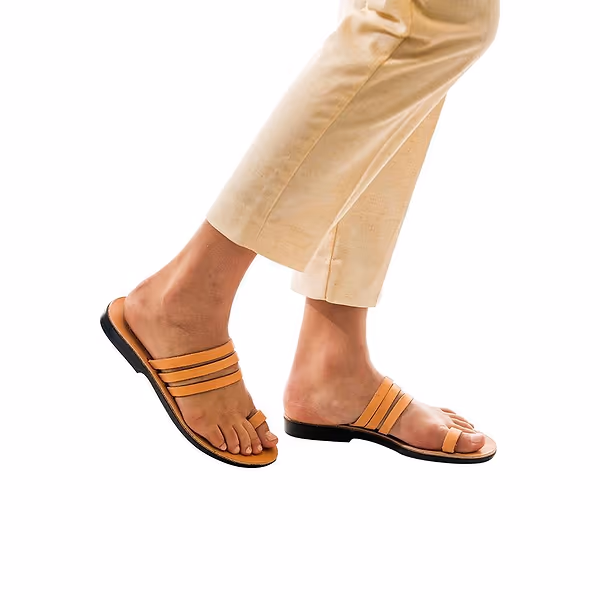 Jerusalem Sandals Angela (40) Women's Leather Slip On Sandal Tan