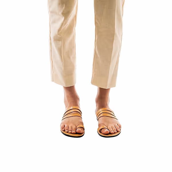 Jerusalem Sandals Angela (40) Women's Leather Slip On Sandal Tan