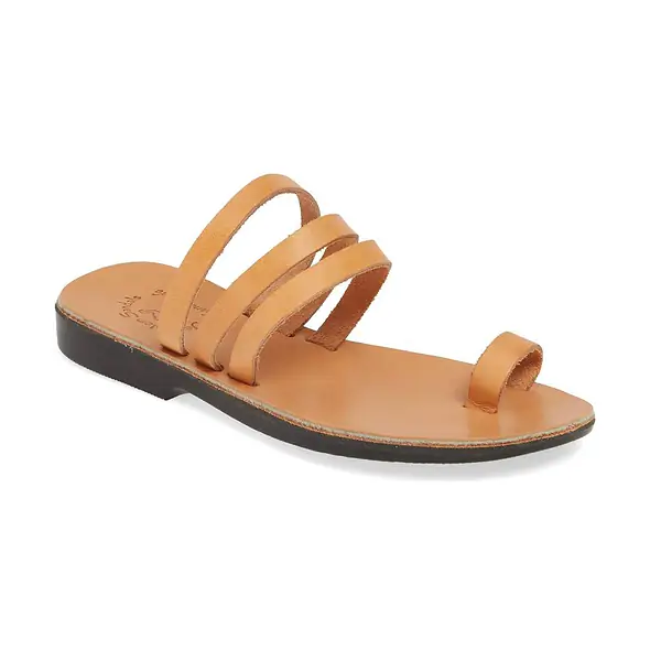 jerusalem sandals Angela (40) Women's Leather Slip On Sandal Tan