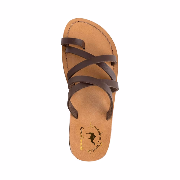 Jerusalem Sandals Ariel Vegan (28) Women's Leather Alternative Sandal Brown
