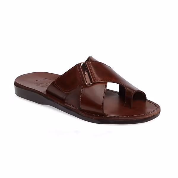 jerusalem sandals Asher (26) Men's Leather Slide On Sandal Brown