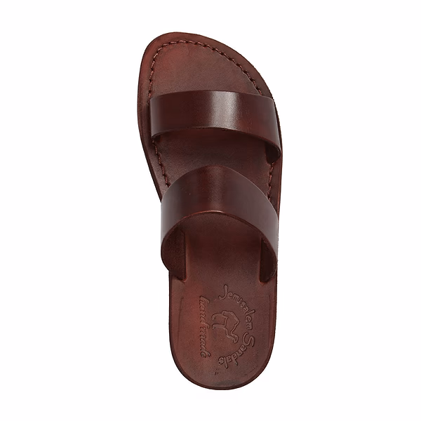 Jerusalem Sandals Aviv (41) Men's Leather Double Strap Sandal Brown