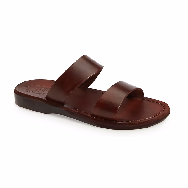 jerusalem sandals Aviv (41) Men's Leather Double Strap Sandal Brown