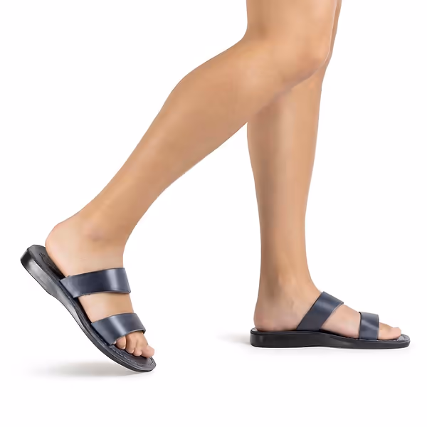 Jerusalem Sandals Aviv (47) Women's Leather Wide Strap Sandal Grey