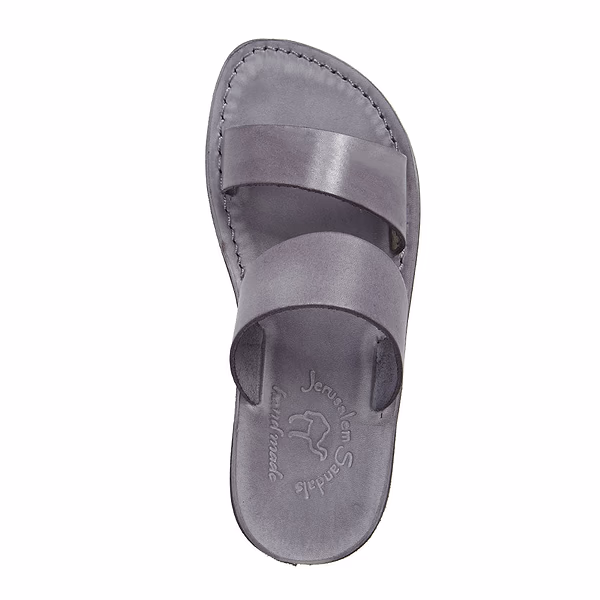 Jerusalem Sandals Aviv (47) Women's Leather Wide Strap Sandal Grey