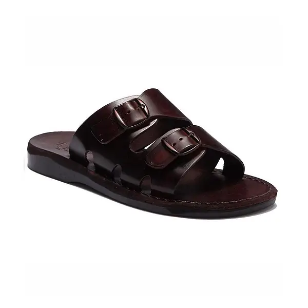 jerusalem sandals Barnabas (39) Men's Leather Double Buckle Sandal Brown
