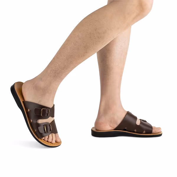 Jerusalem Sandals Barnabas Vegan (47) Men's Leather Alternative Sandal Brown