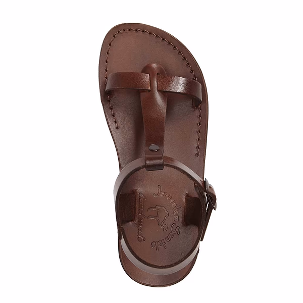 Jerusalem Sandals Bathsheba (46) Women's Leather T Strap Sandal Brown