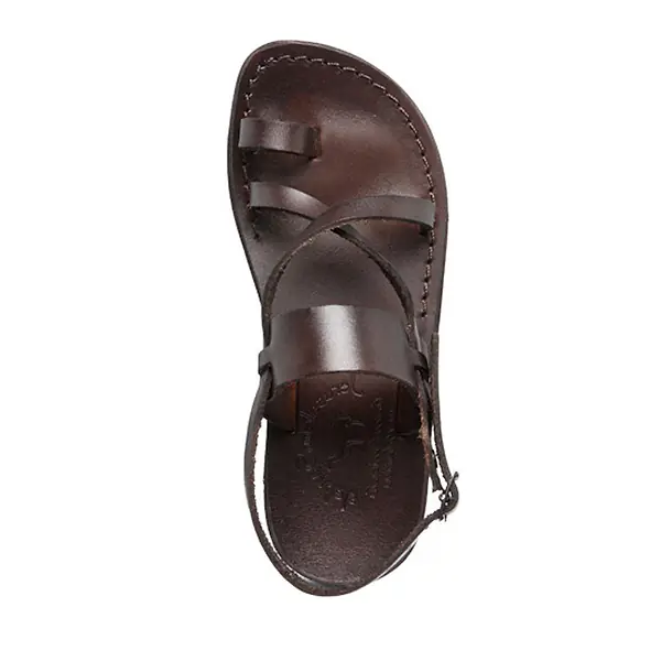 Jerusalem Sandals Bethany (28) Women's Leather Cross Strap Sandal Brown