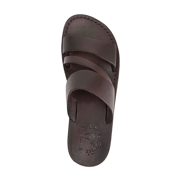Jerusalem Sandals Boaz (20) Men's Leather Wide Strap Sandal Brown