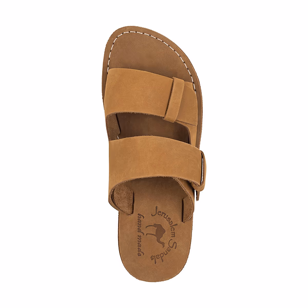 Jerusalem Sandals Bond (38) Men's Hidden Buckle Flawless Custom Fit Tan Nubuck
