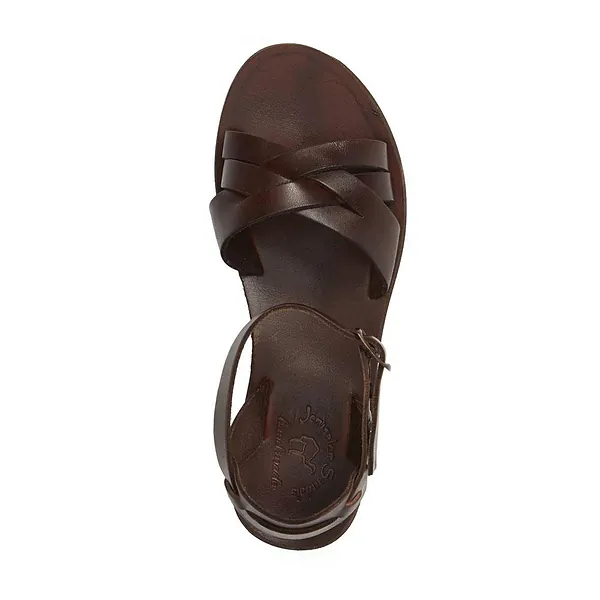 Jerusalem Sandals Chloe (44) Women's Leather Adjustable Sandal Brown