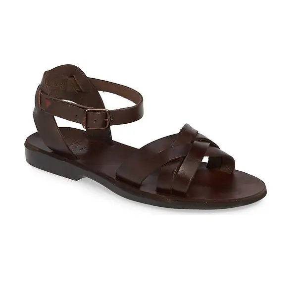 jerusalem sandals Chloe (44) Women's Leather Adjustable Sandal Brown