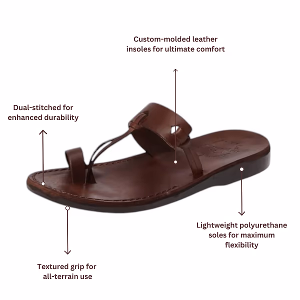 Jerusalem Sandals David (32) Men's Leather Open Toe Sandal Brown