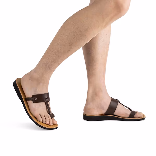 Jerusalem Sandals David Vegan (32) Men's Leather Alternative Sandal Brown