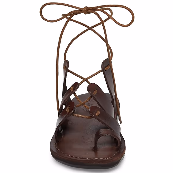 Jerusalem Sandals Deborah (22) Women's Leather Lace Up Sandal Brown
