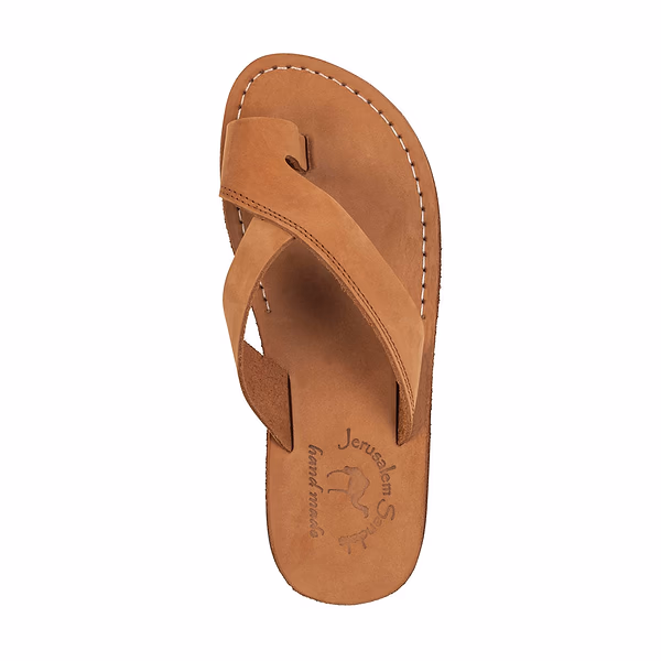 Jerusalem Sandals Echo (30) Men's Modern Minimalist Toe Loop Sandal Honey Nubuck