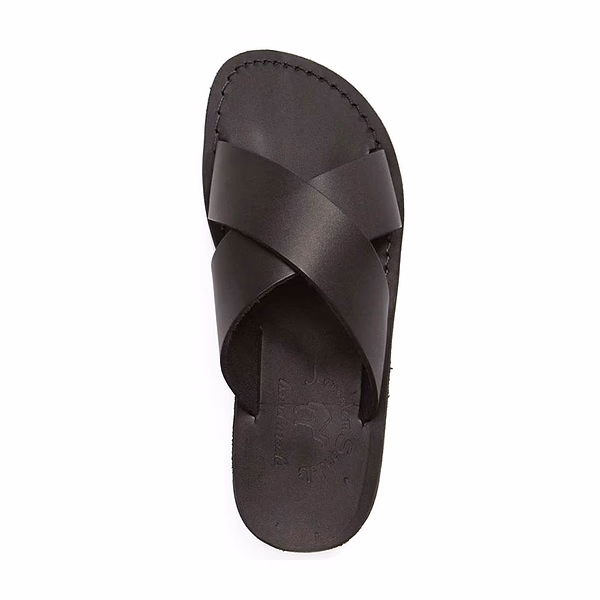 Jerusalem Sandals Elan (26) Women's Leather Cross Strap Sandal Black
