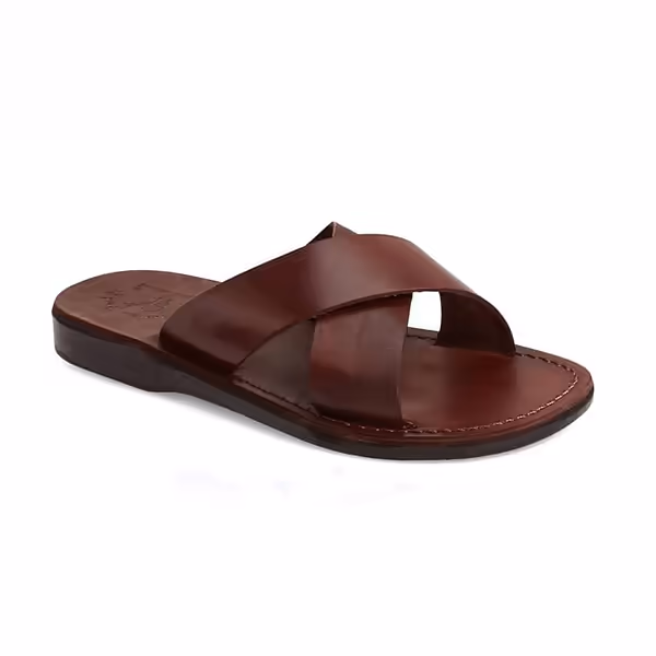 jerusalem sandals Elan (31) Men's Leather Slide On Sandal Brown