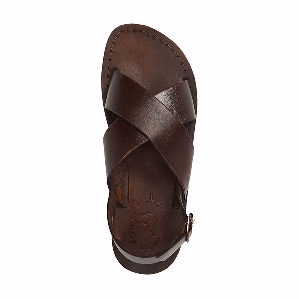 Jerusalem Sandals Elan Buckle (30) Men's Leather Thick Strap Sandal Brown