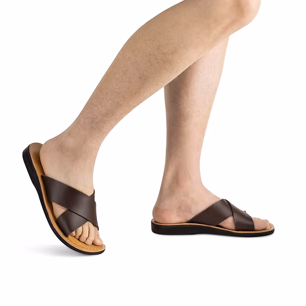 Jerusalem Sandals Elan Vegan (41) Men's Leather Alternative Sandal Brown