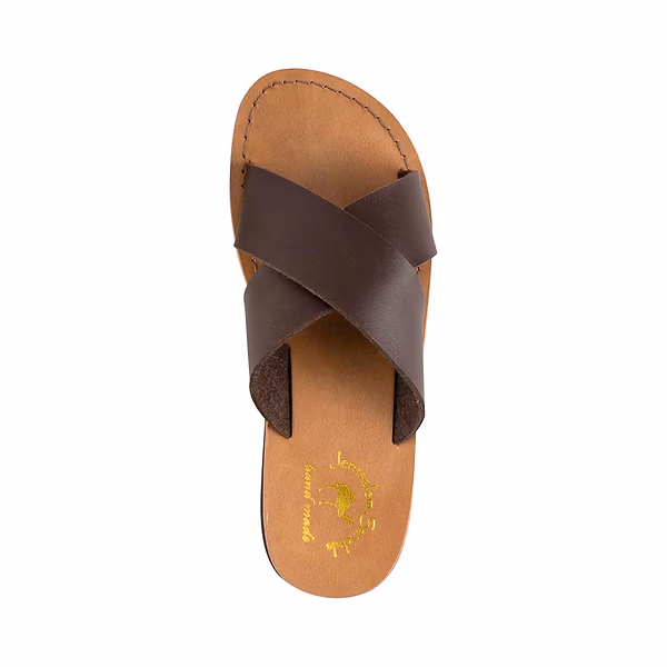 Jerusalem Sandals Elan Vegan (41) Men's Leather Alternative Sandal Brown