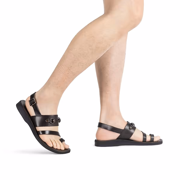 Jerusalem Sandals Eliphaz (28) Men's Leather Buckle Sandal Brown