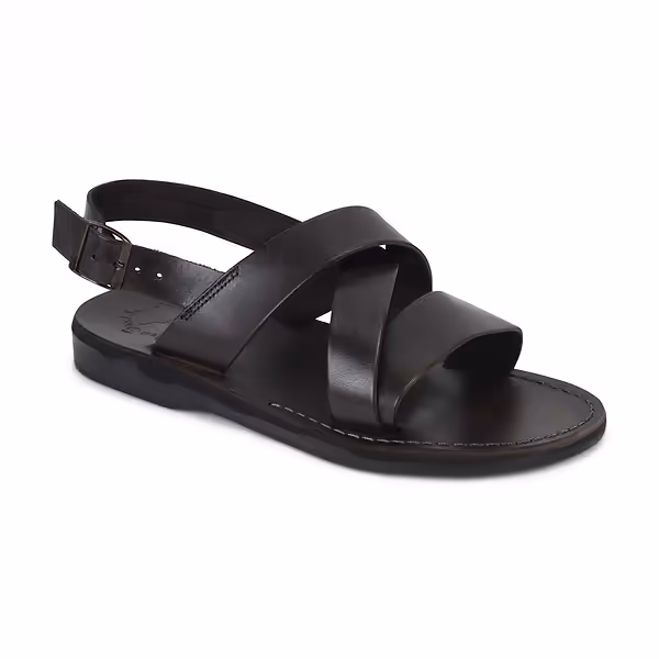 jerusalem sandals Elisha (43) Men's Leather Three Strap Sandal Brown