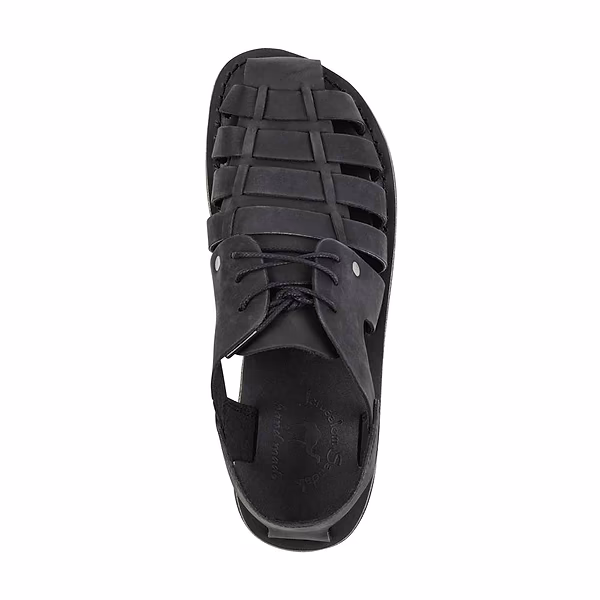 Jerusalem Sandals Elliot (33) Men's Leather Riverside Explorer Sandal Black Nubuck
