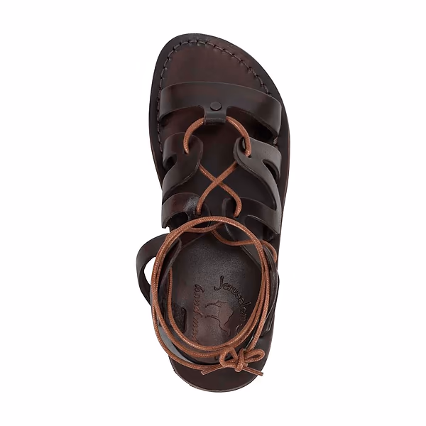 Jerusalem Sandals Emma (32) Women's Leather Lace Up Sandal Brown