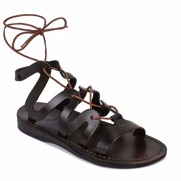 jerusalem sandals Emma (32) Women's Leather Lace Up Sandal Brown
