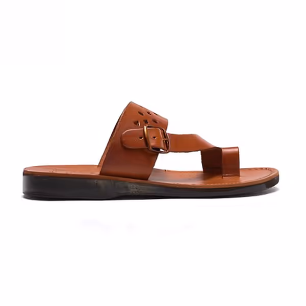 Jerusalem Sandals Ezra (43) Men's Leather Cut Out Sandal Honey