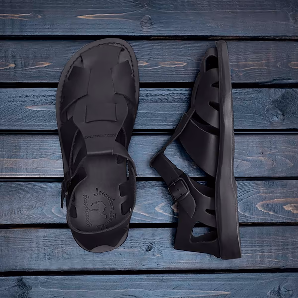 Jerusalem Sandals Finn (41) Men's Leather Nomad Sandal Black