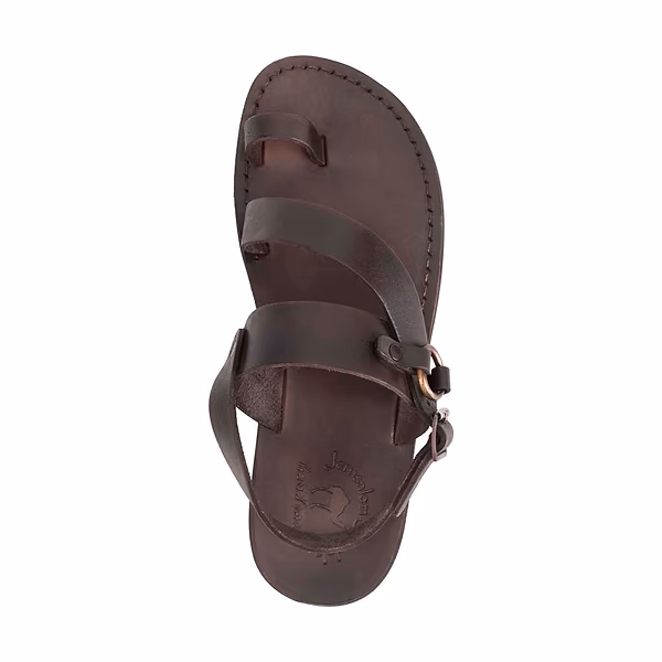 Jerusalem Sandals Gabriel (32) Men's Leather Toe Loop Sandal Brown