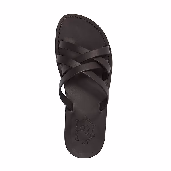 Jerusalem Sandals Gad (46) Men's Leather Criss Cross Strap Sandal Black
