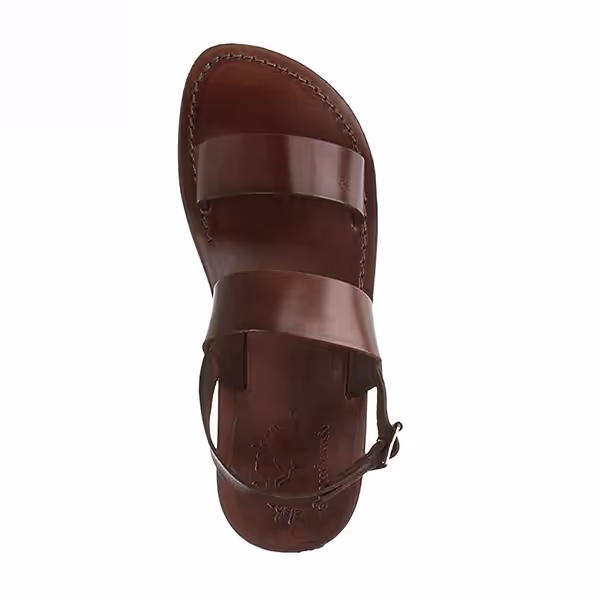 Jerusalem Sandals Golan (42) Men's Leather Two Strap Sandal Brown