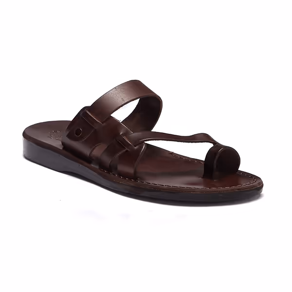 jerusalem sandals Jabin (23) Men's Leather Toe Loop Sandal Brown